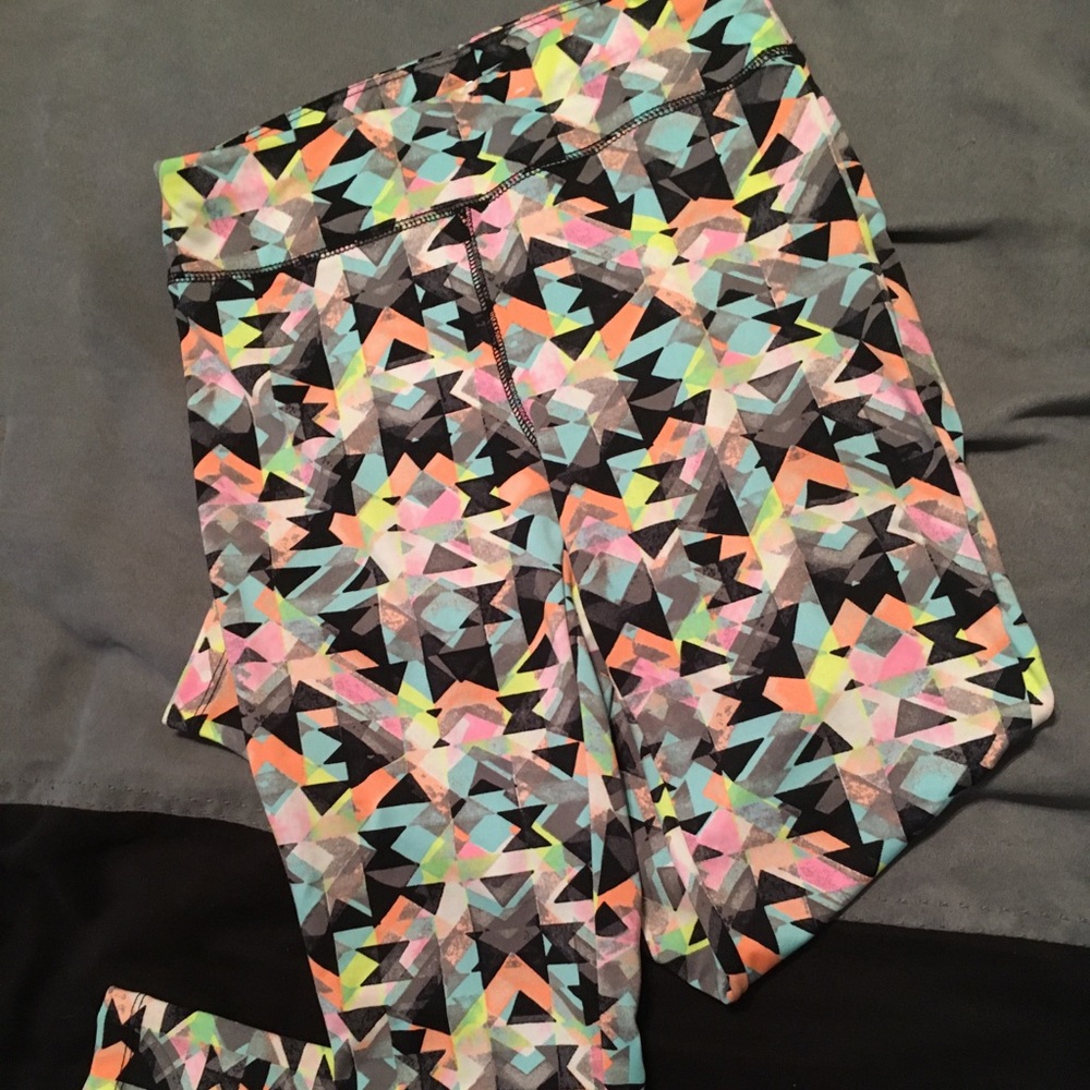 Multicolor print exercise leggings (calf length)